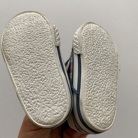 Zara Baby Sneakers US Size 2. Blue Lace Up Red Check - Picture 10 of 11